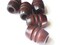 5 29mm Fluted Barrel Large Hole Mahogany Brown Wood Macrame Beads